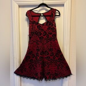 Hot Topic AHS Red & Black Flocked Dress